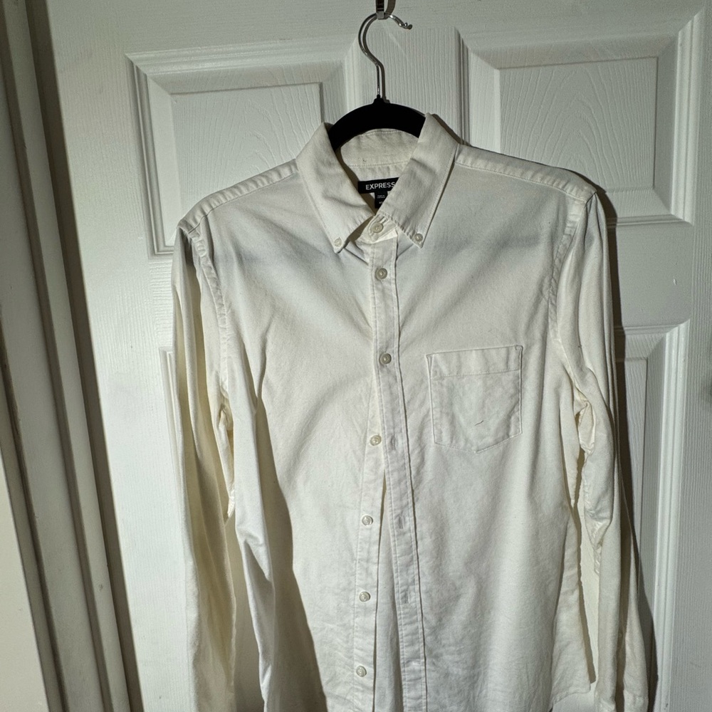Express Men's Cream Button Down Shirt